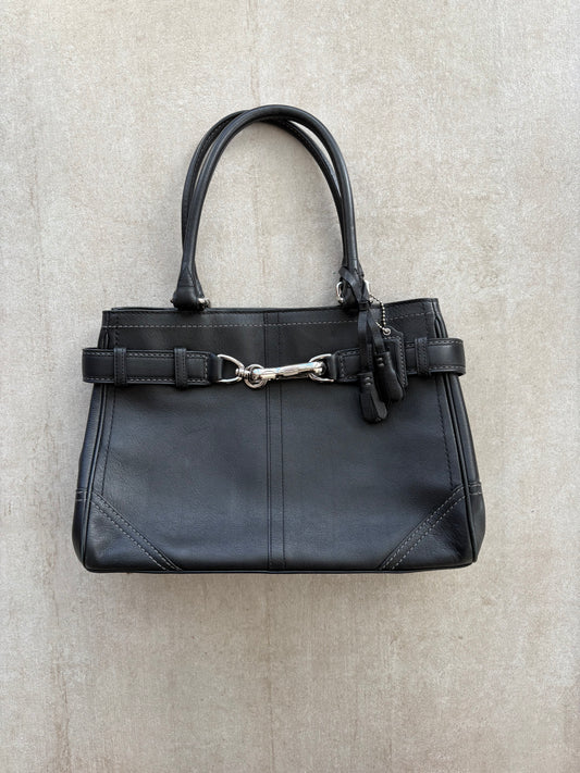Coach Black Leather Small Hampton Satchel Bag