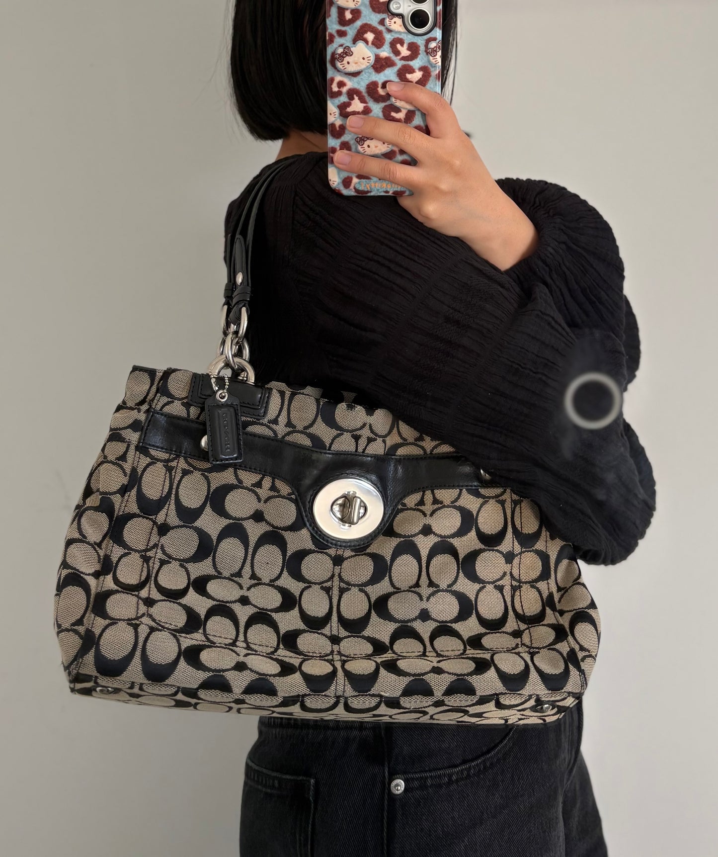 Coach Jacquard Signature Shoulder Satchel Bag