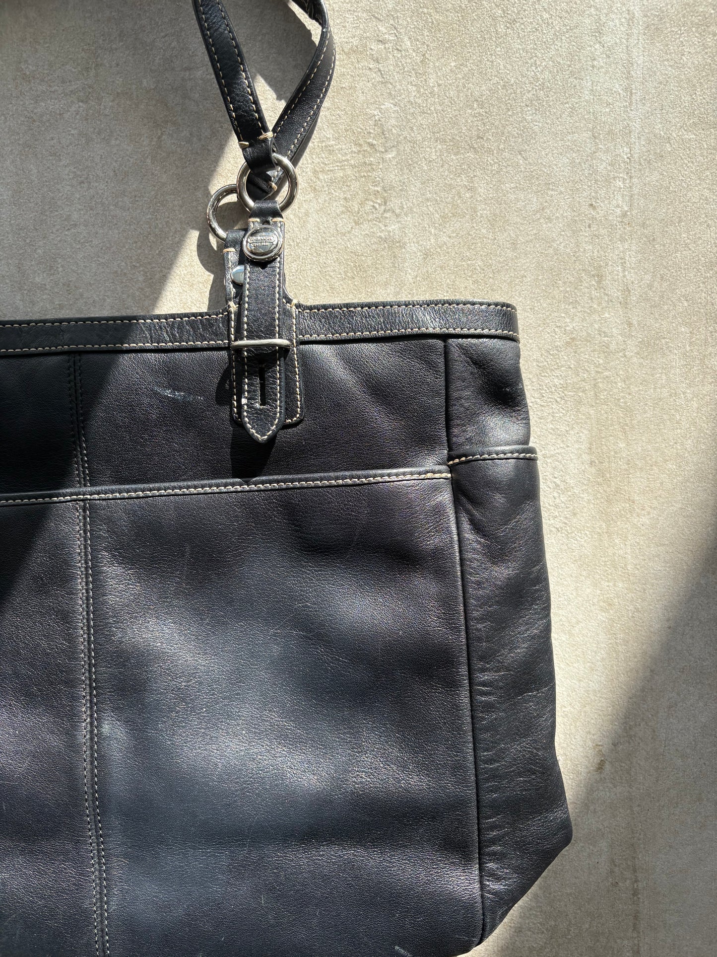 Coach Black Leather Tote Bag