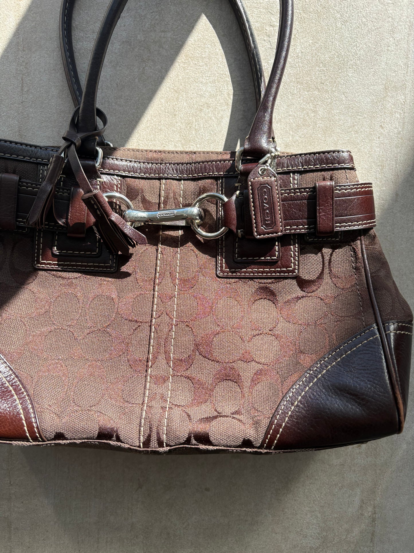 Coach Hamptons Choc Brown Signature C Satchel