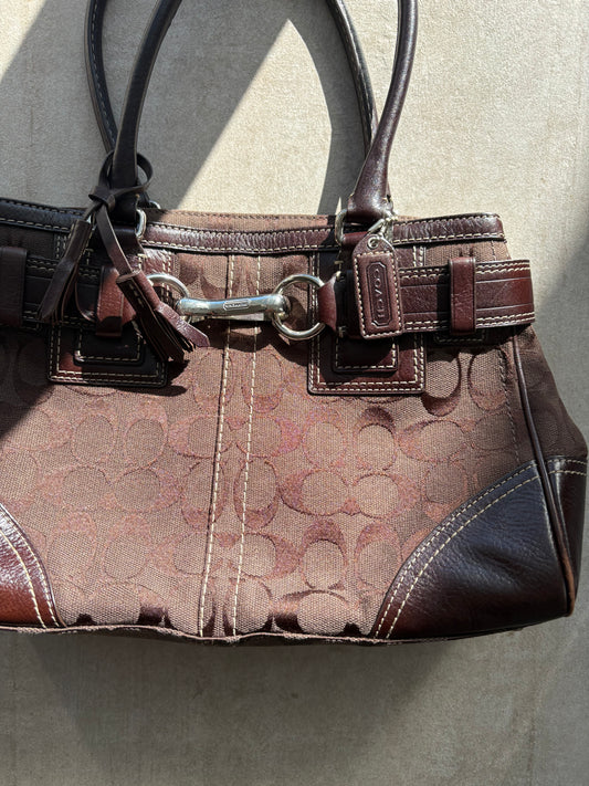 Coach Hamptons Choc Brown Signature C Satchel