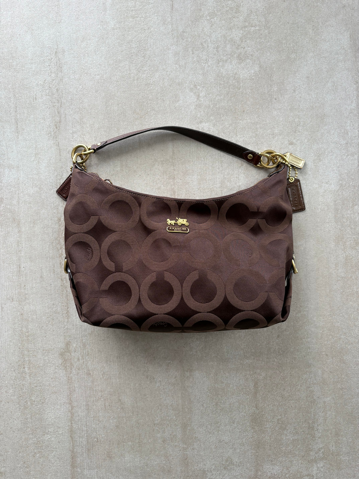 Coach Madison Op Art Hobo Bag Choc Brown