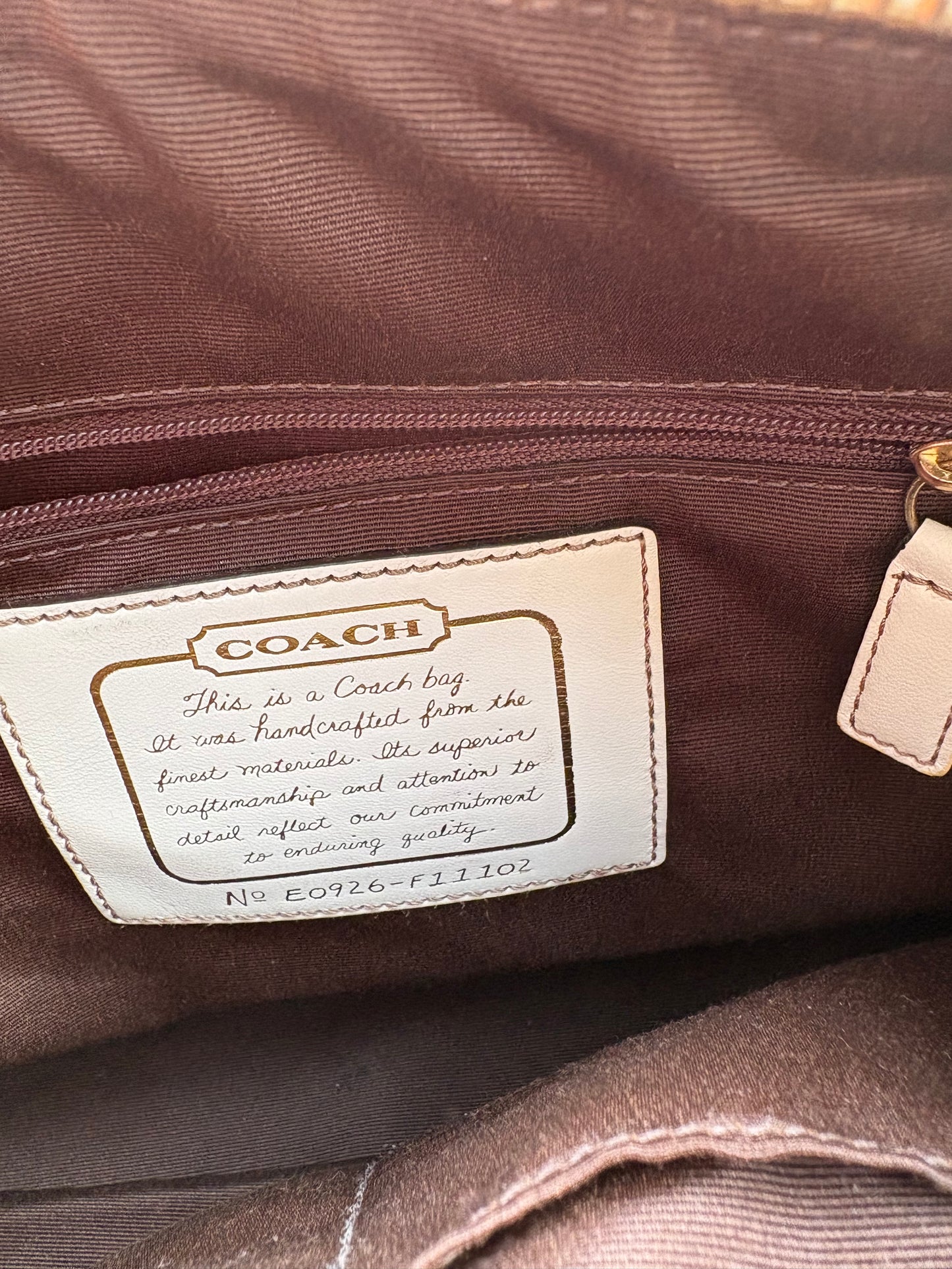 Coach Beige Signature Boston Bag