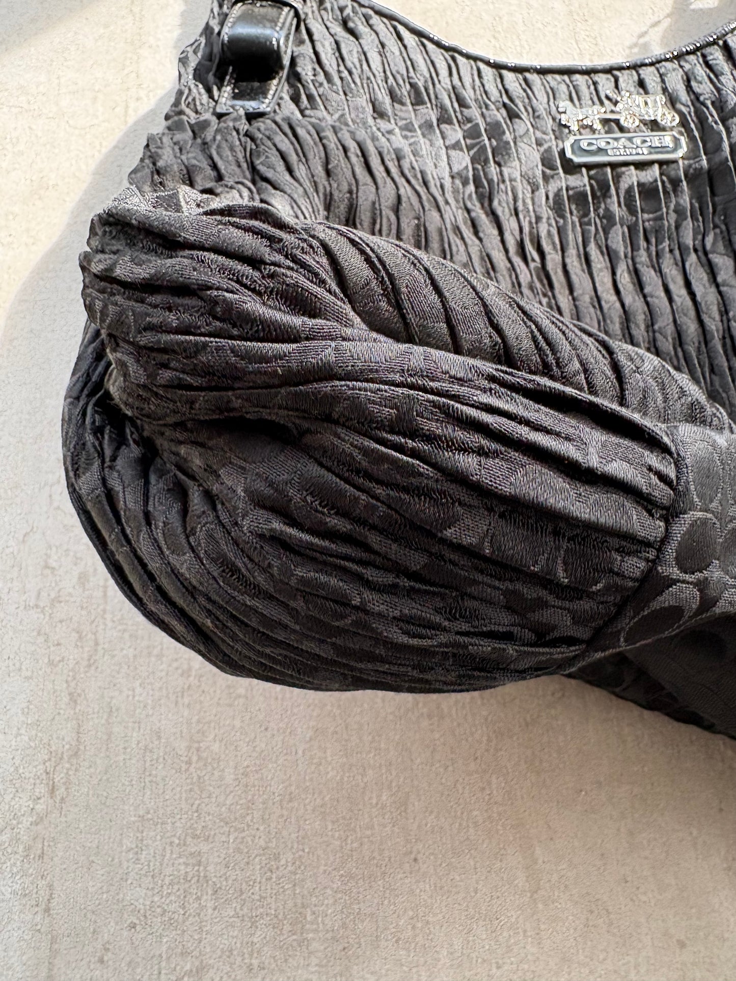 Coach Black Madison Pleated Maggie Shoulder Bag