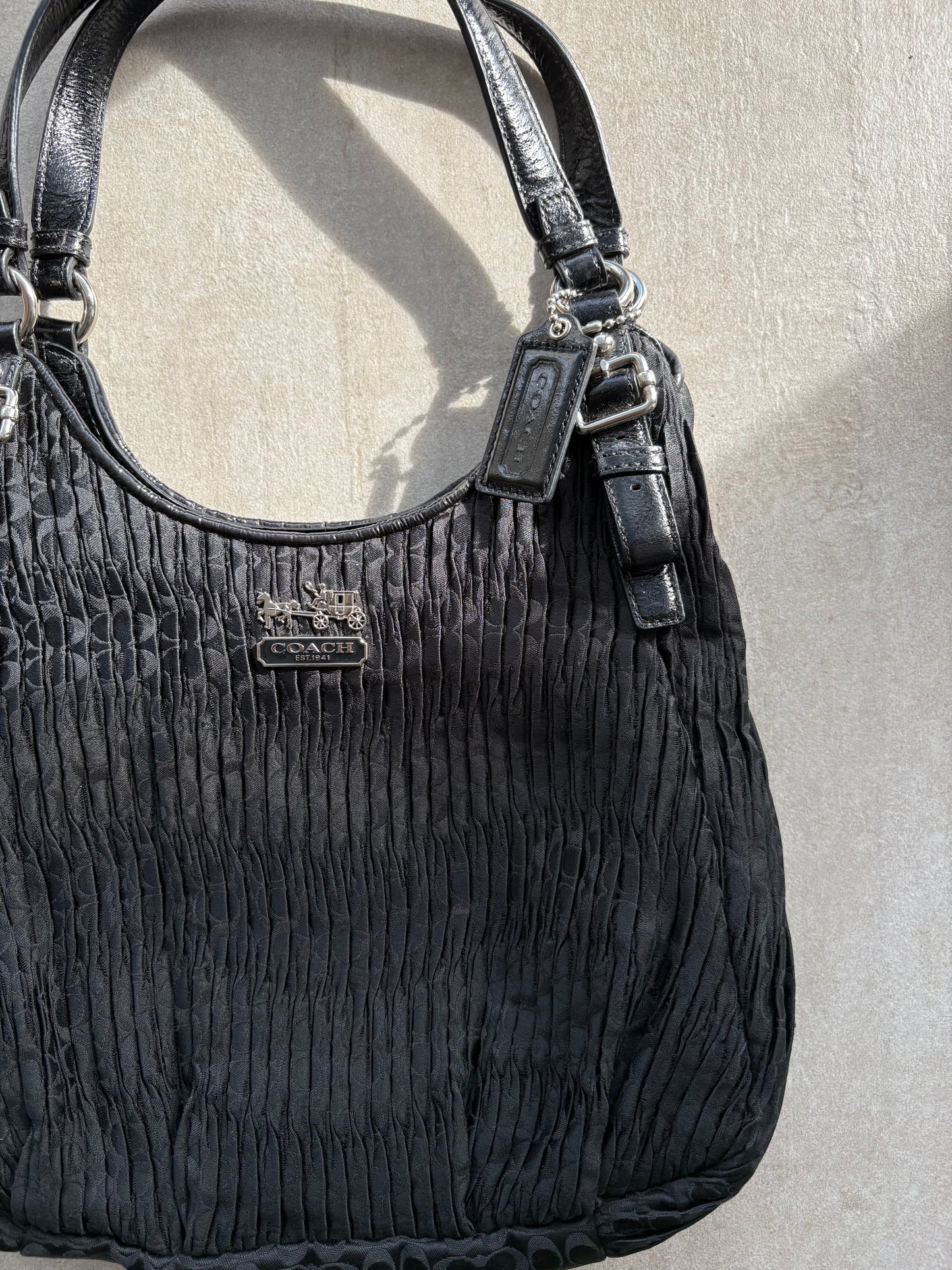 Coach Black Madison Pleated Maggie Shoulder Bag