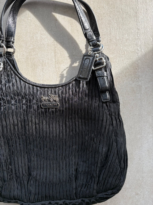 Coach Black Madison Pleated Maggie Shoulder Bag