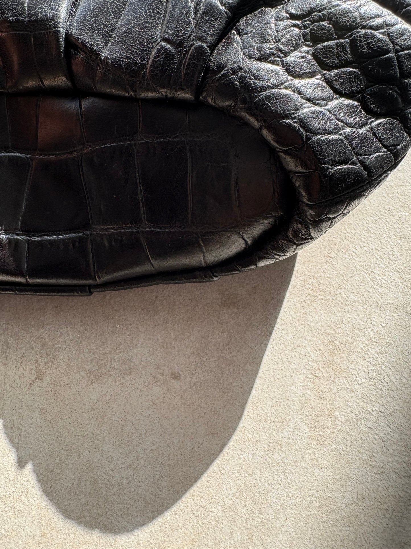 Coach Madison Sophia Black Croc Satchel Bag