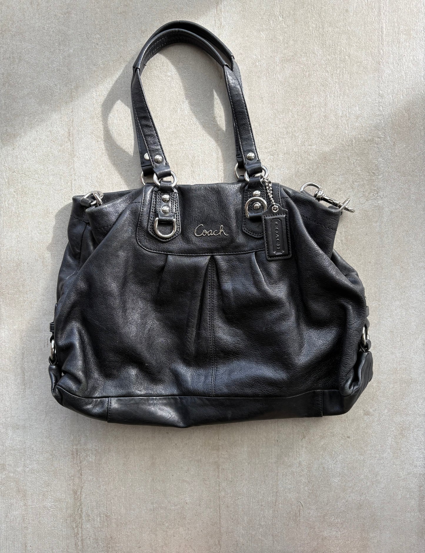 Coach Ashley Black Leather 2Way Shoulder Bag