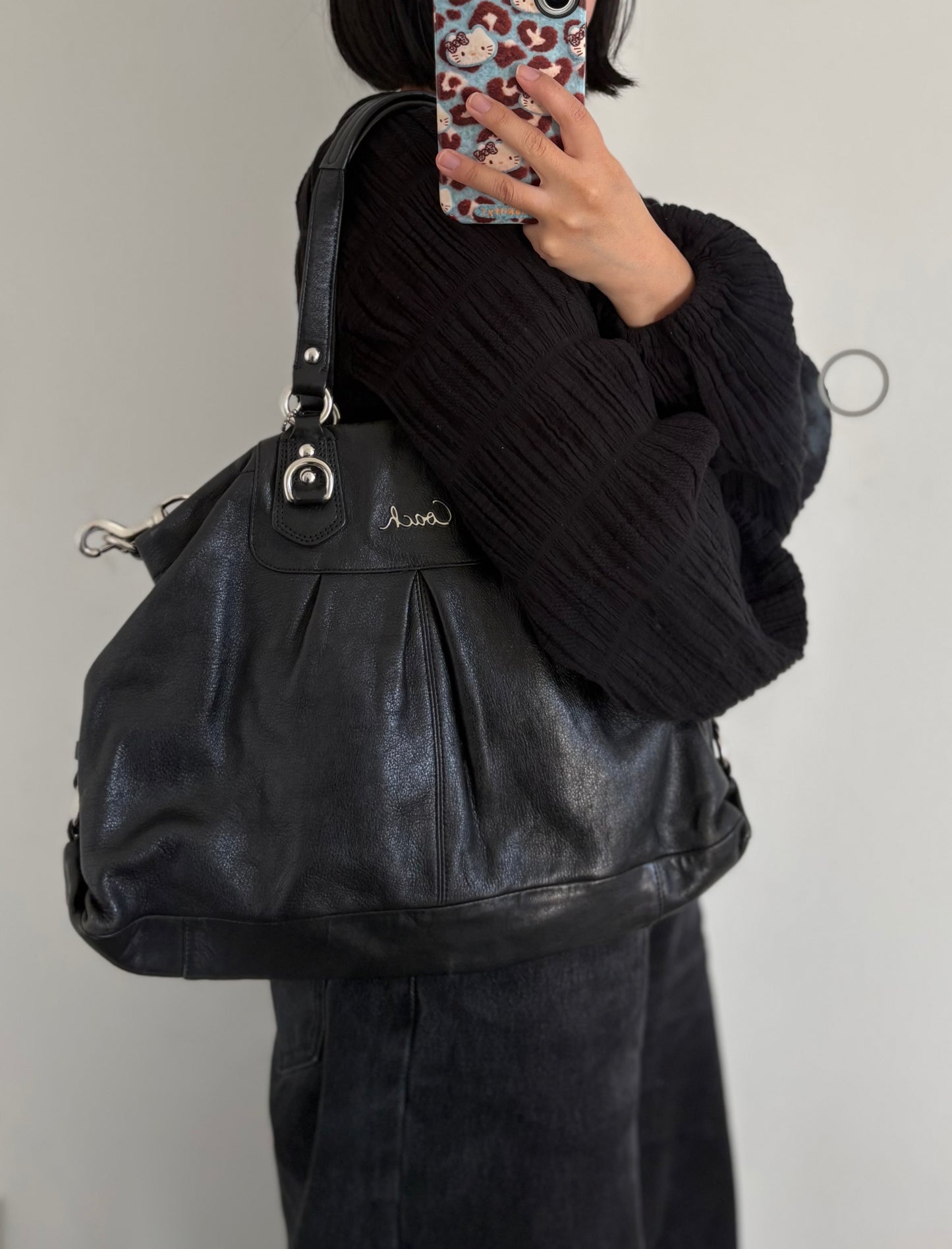 Coach Ashley Black Leather 2Way Shoulder Bag