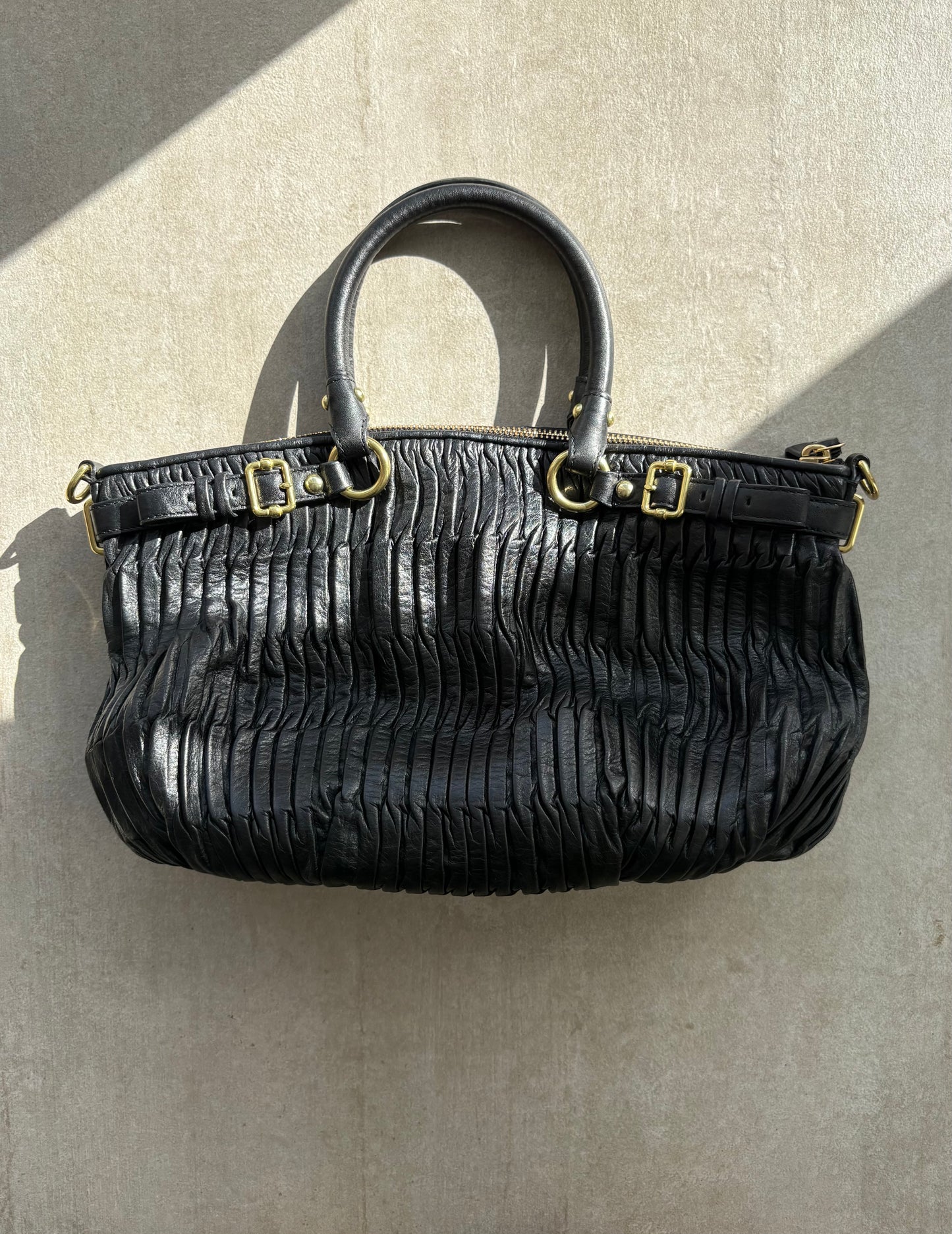 Coach Black Pleated Leather Sophia Madison Satchel