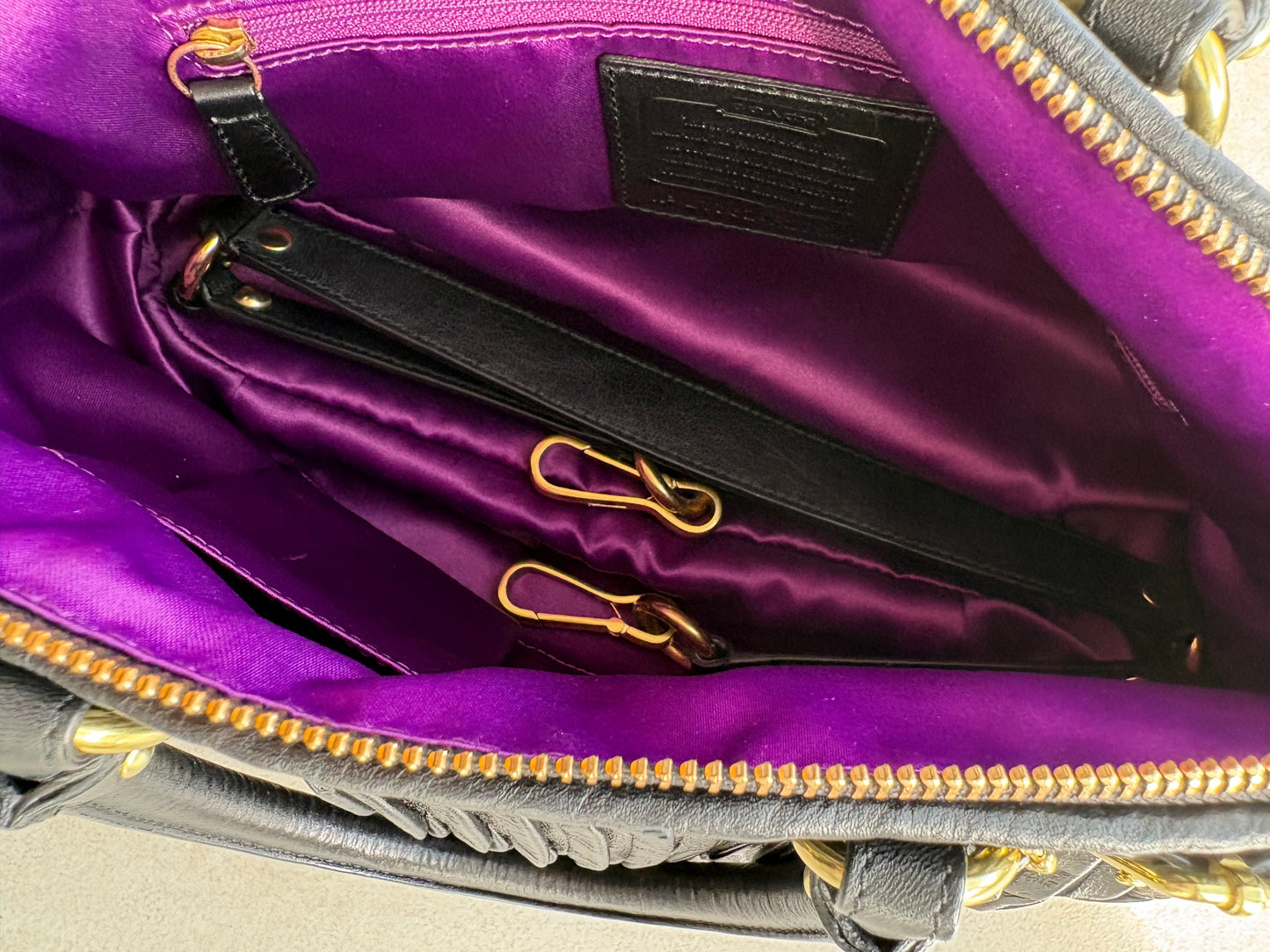 Coach Black Pleated Leather Sophia Madison Satchel