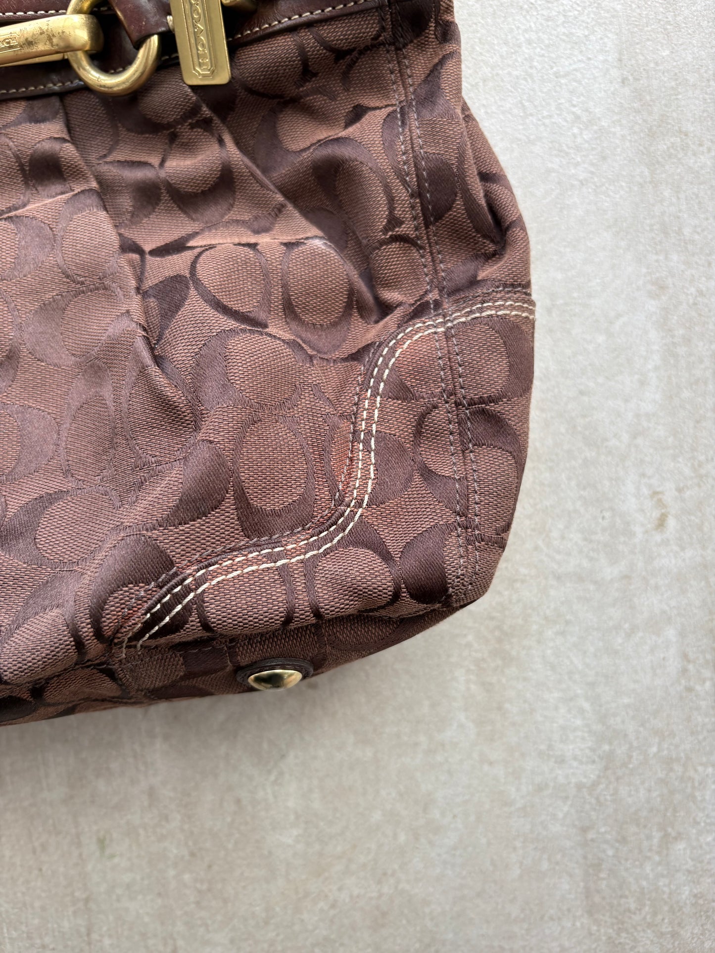 Coach Brown Hampton Canvas Shoulder Bag