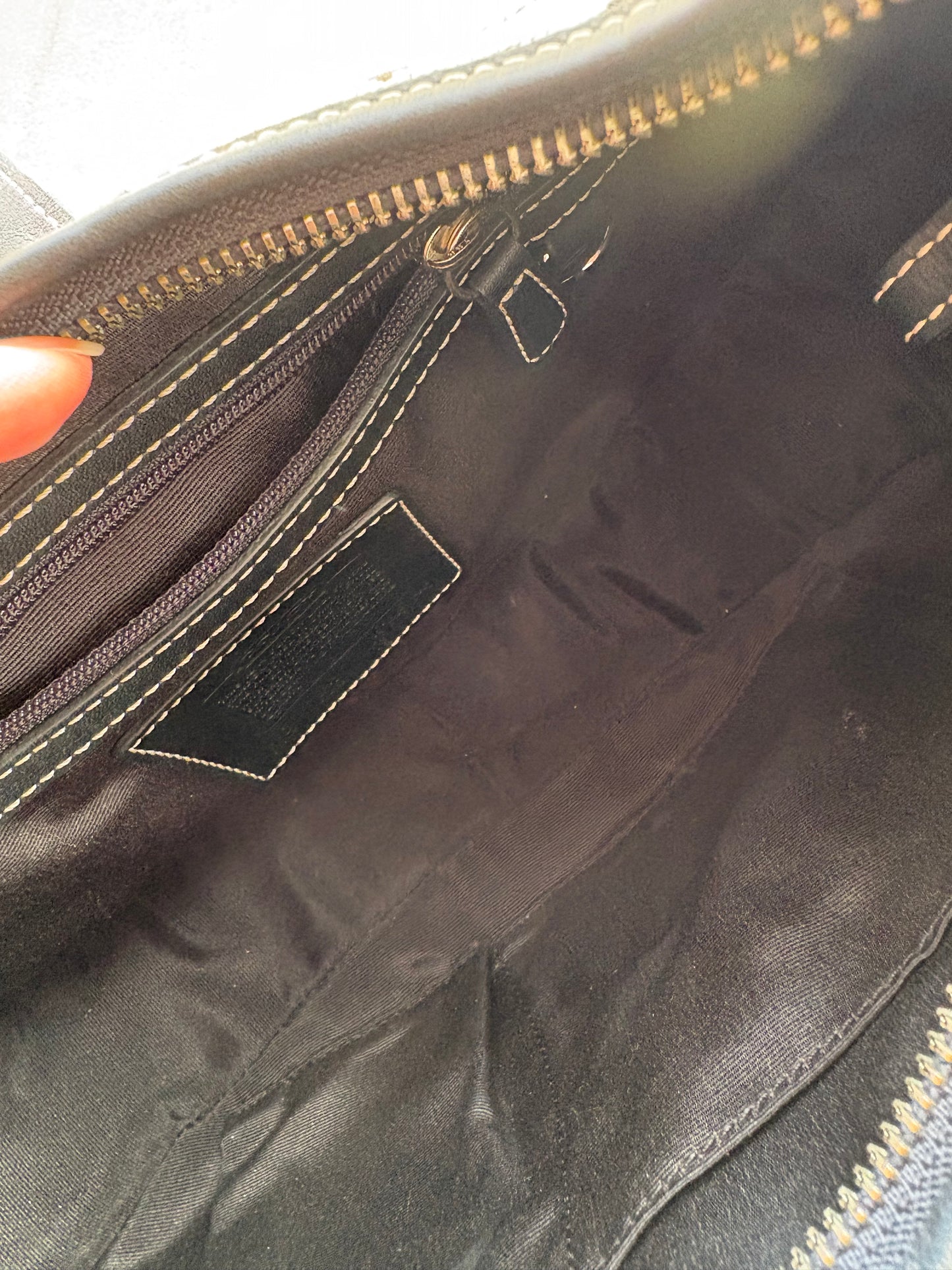Coach Signature Hobo Black Buckle Shoulder Bag