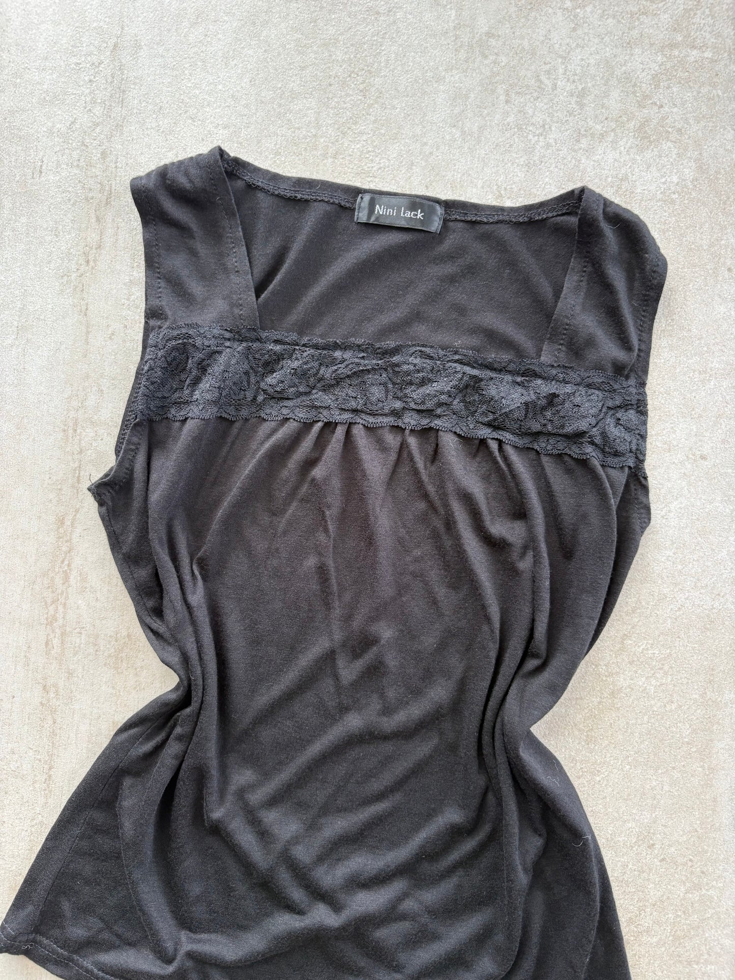 00's Japanese Black Cami w/ Black Lace