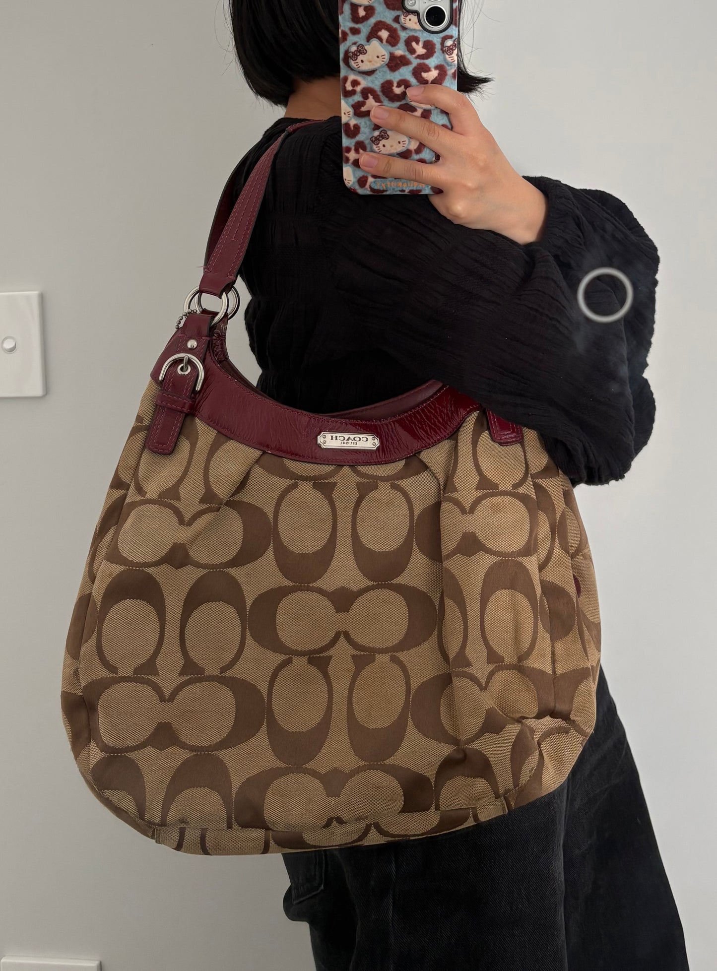Coach Large Canvas Hobo Shoulder Bag *AF