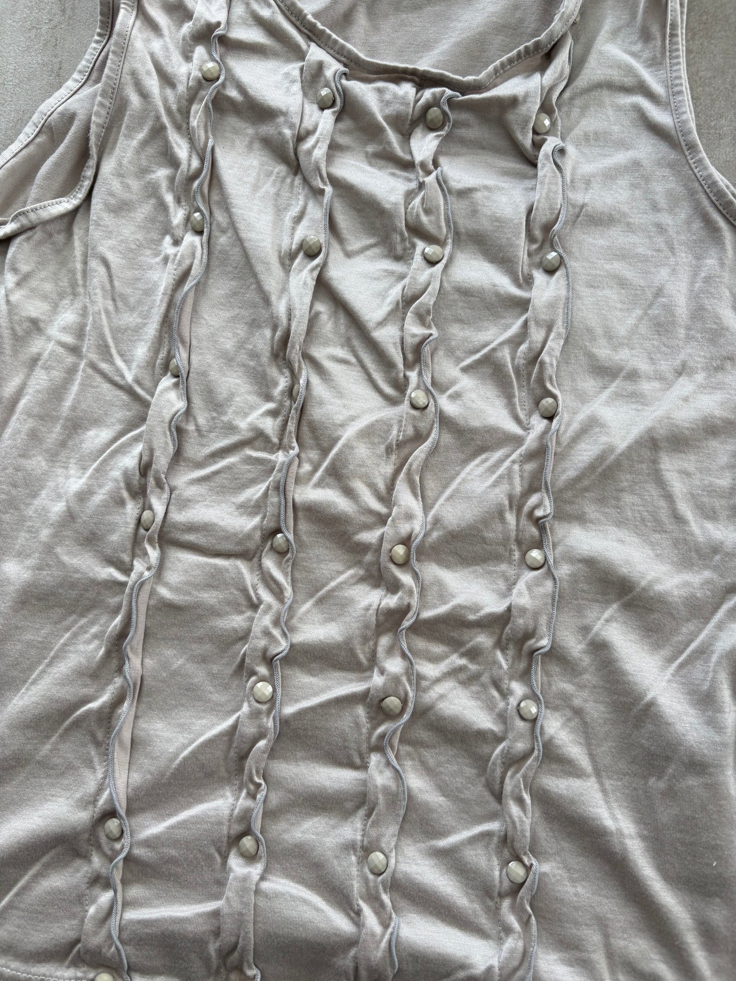 00's Japanese Beige Ruffle Tank Top