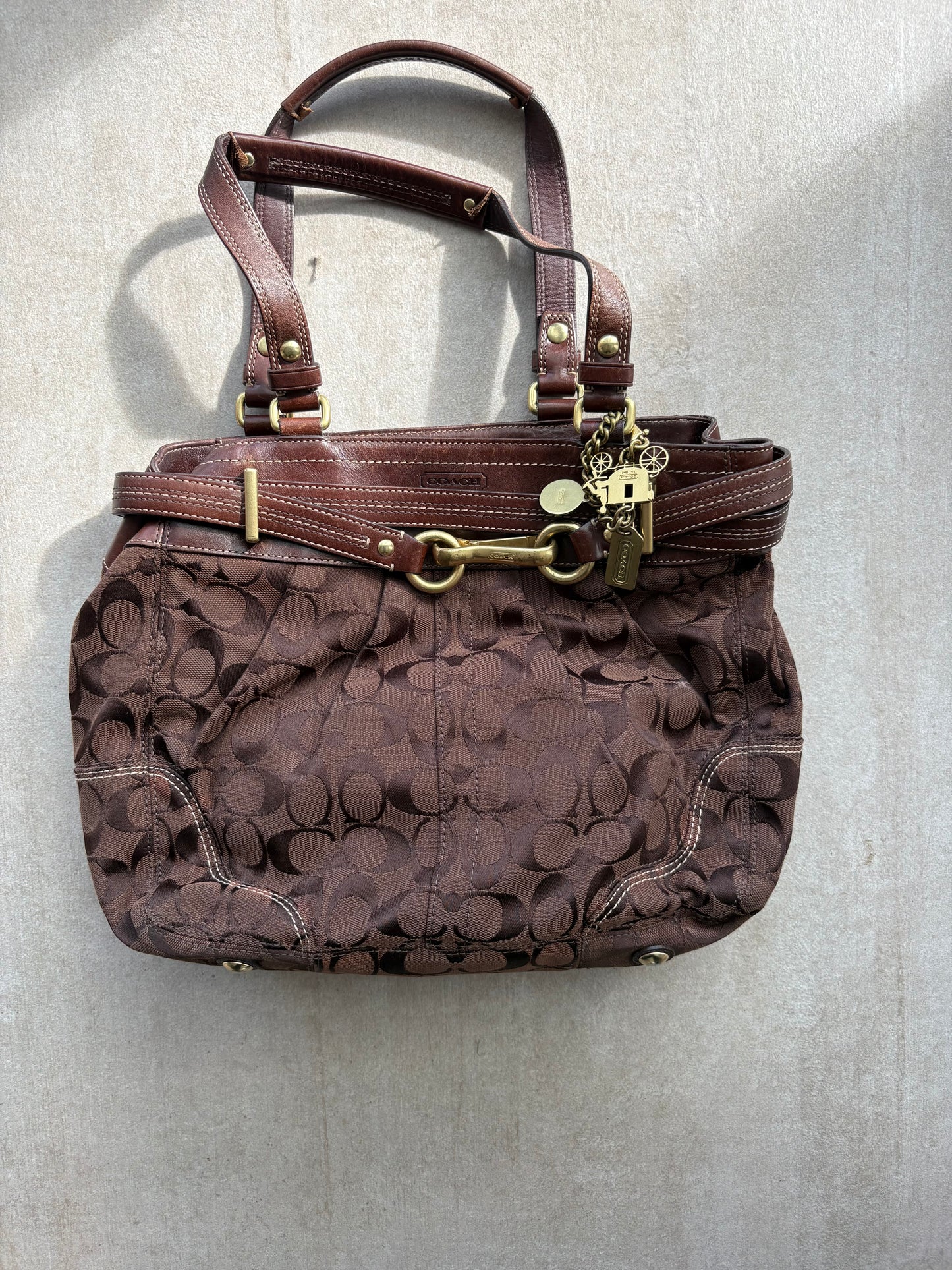 Coach Brown Hampton Canvas Shoulder Bag