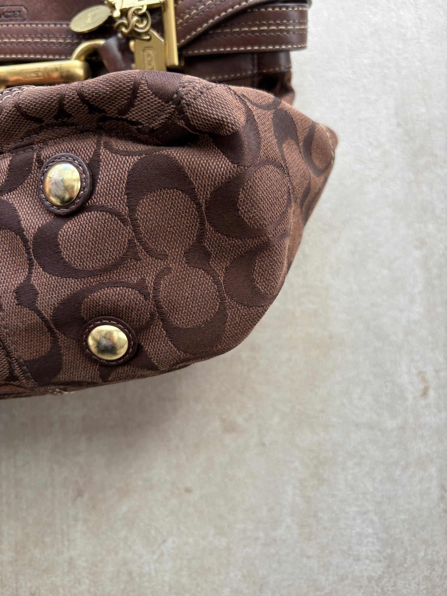 Coach Brown Hampton Canvas Shoulder Bag