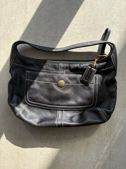 Coach Hobo Leather Black Shoulder Bag