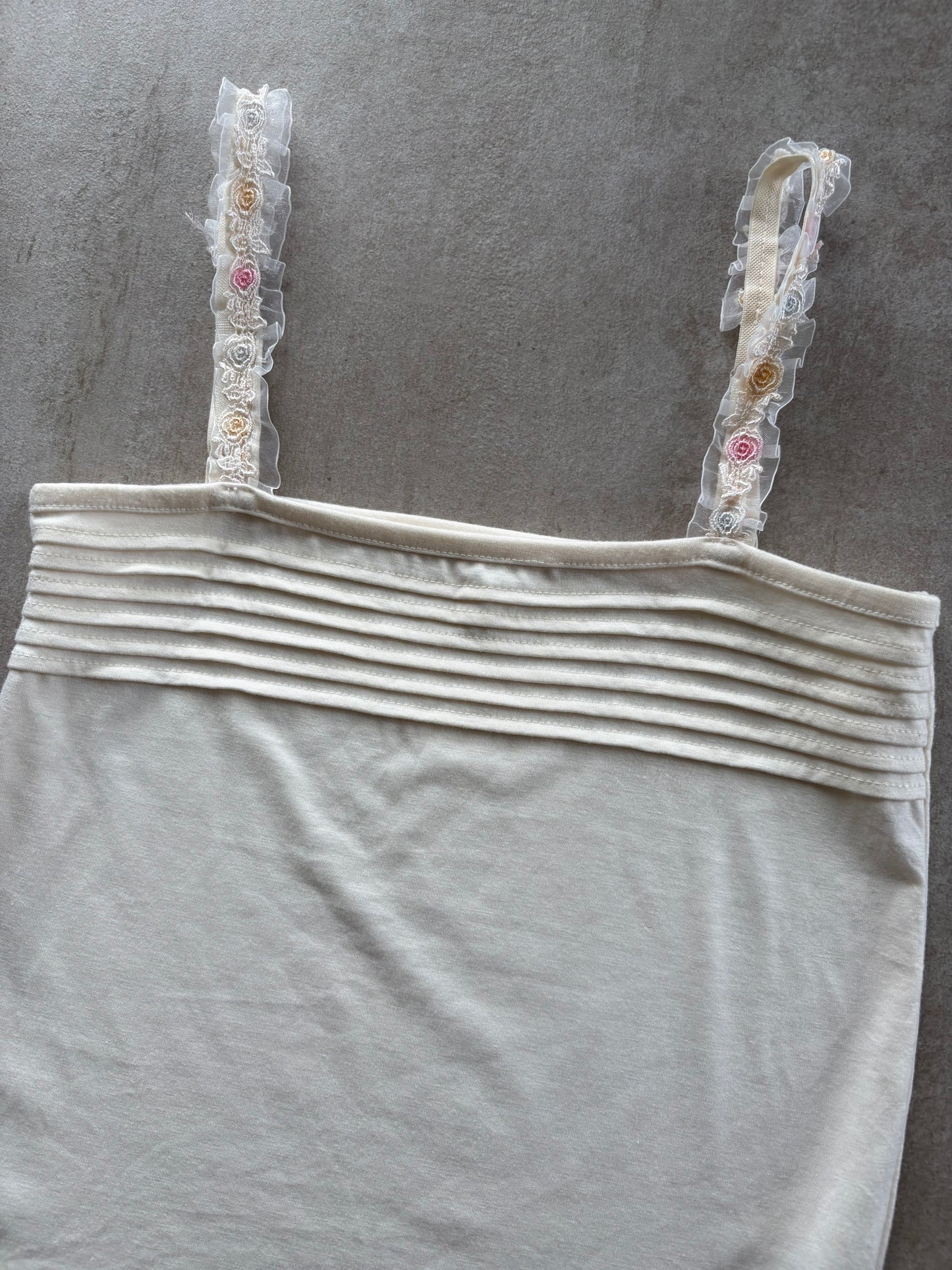 00's Japanese White Cami w/ Straps Details