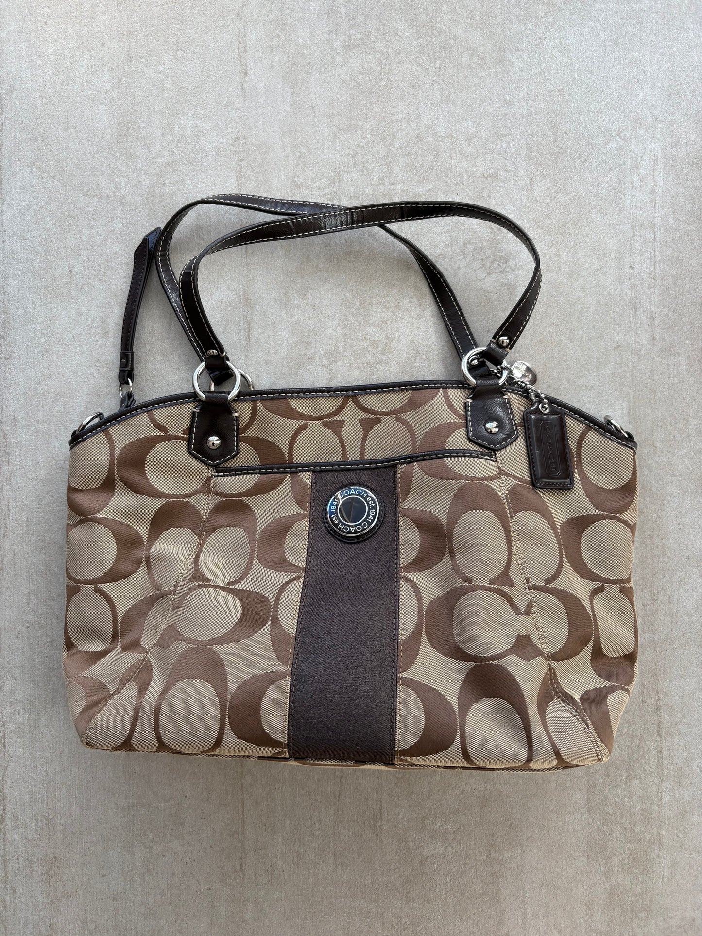 Coach Signature Stripe Shoulder Bag