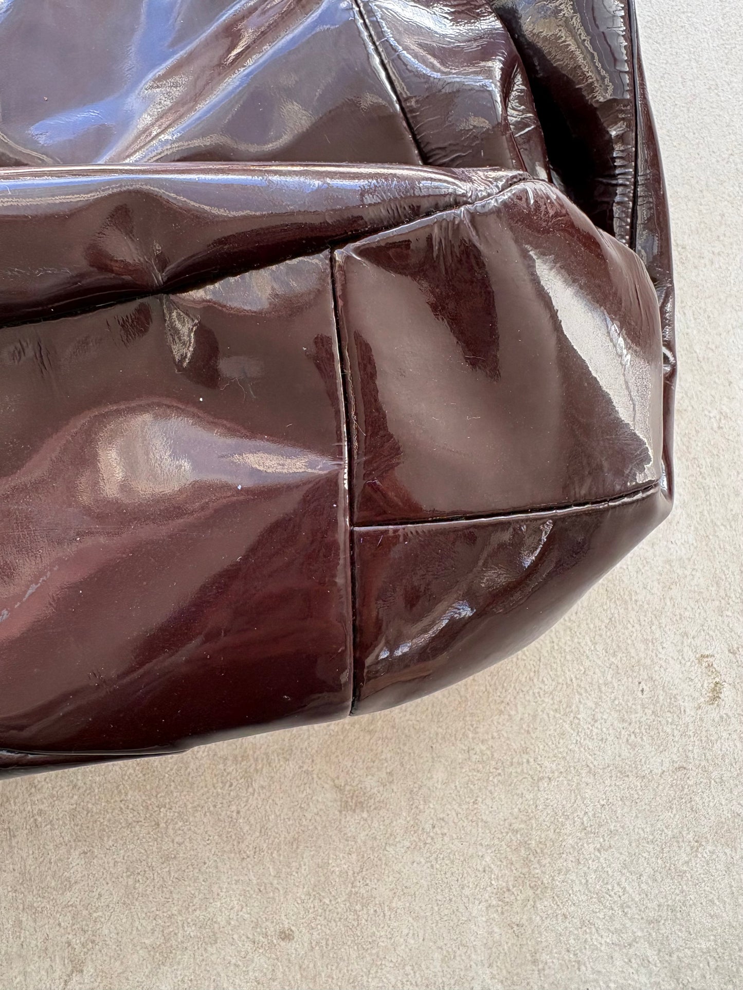 Coach Burgundy Patent Carryall Shoulder Bag