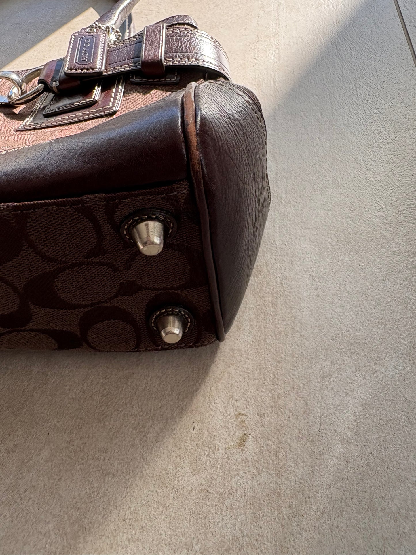 Coach Hamptons Choc Brown Signature C Satchel