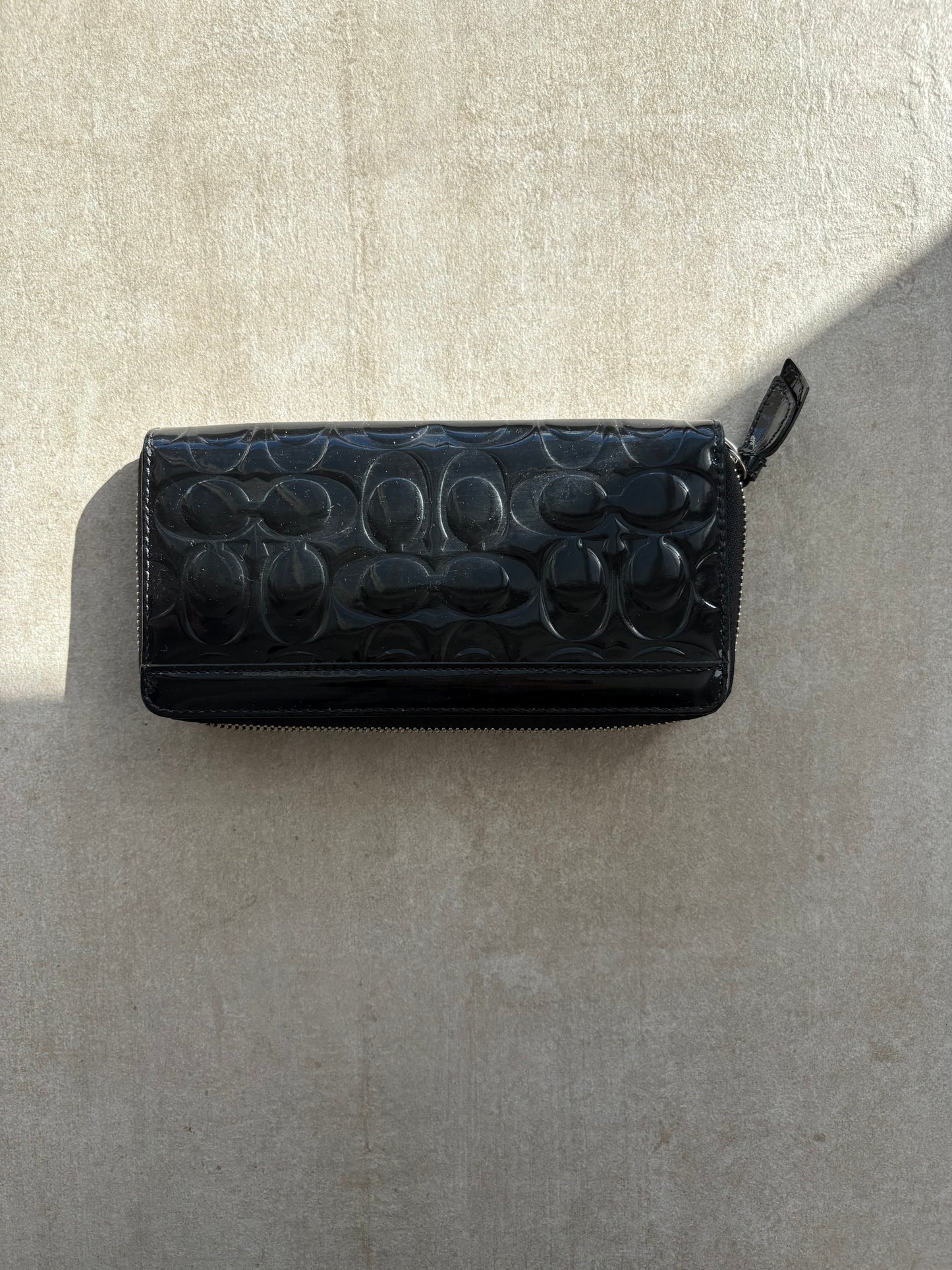 Coach Signature Patent Zip Wallet