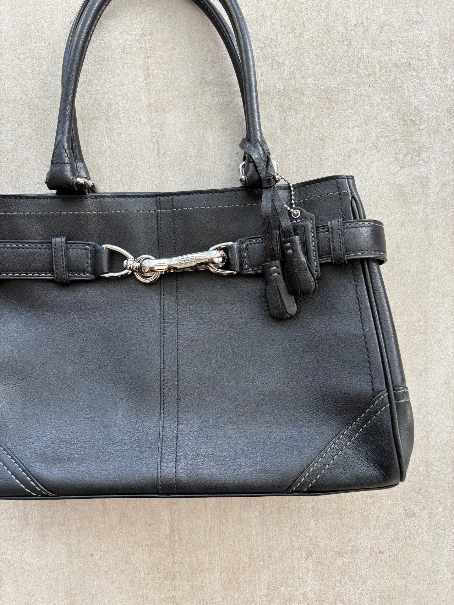 Coach Black Leather Small Hampton Satchel Bag