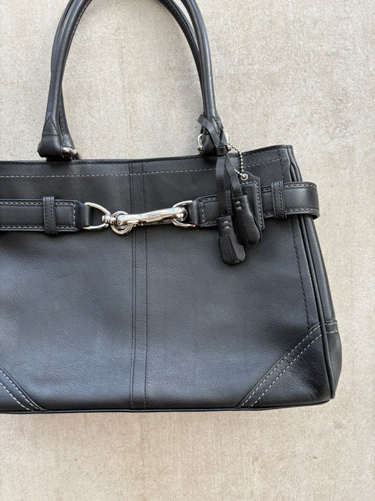 Coach Black Leather Small Hampton Satchel Bag