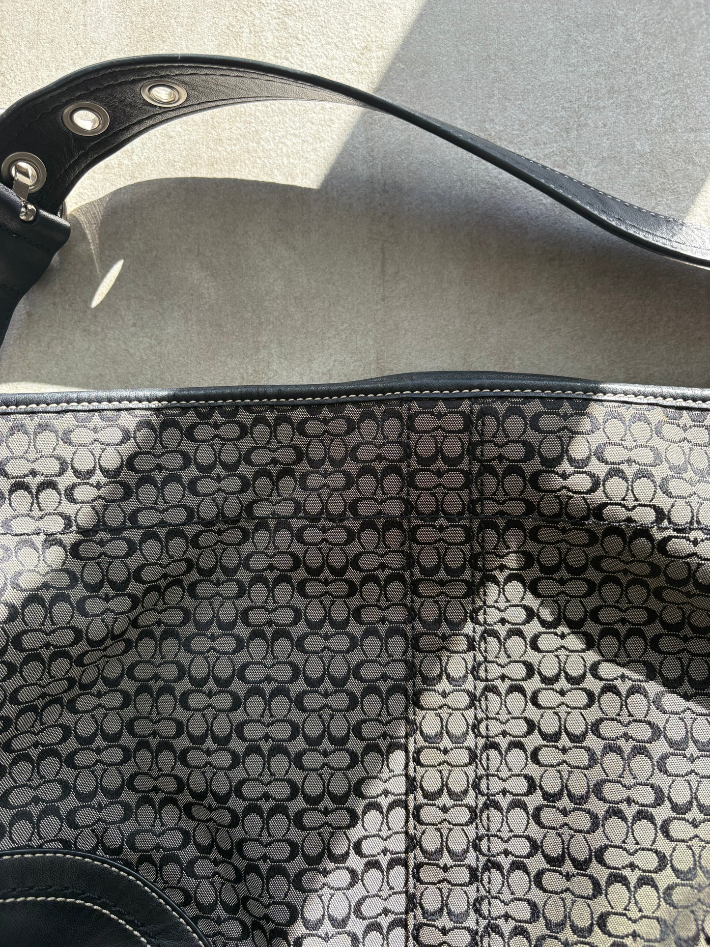 Coach Signature Monogram Sufflette Leather Shoulder Bag