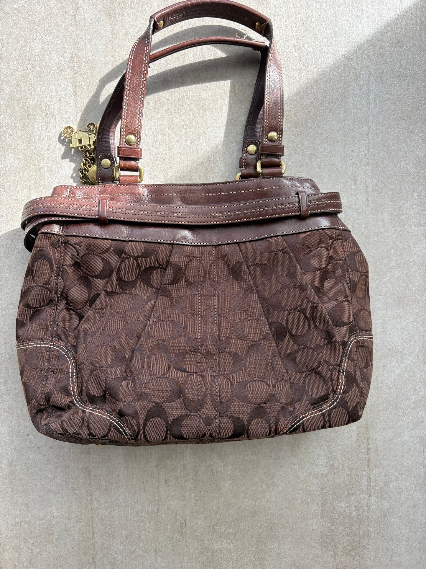 Coach Brown Hampton Canvas Shoulder Bag