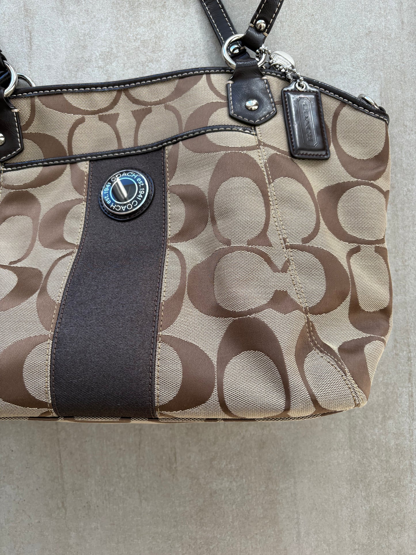 Coach Signature Stripe Shoulder Bag