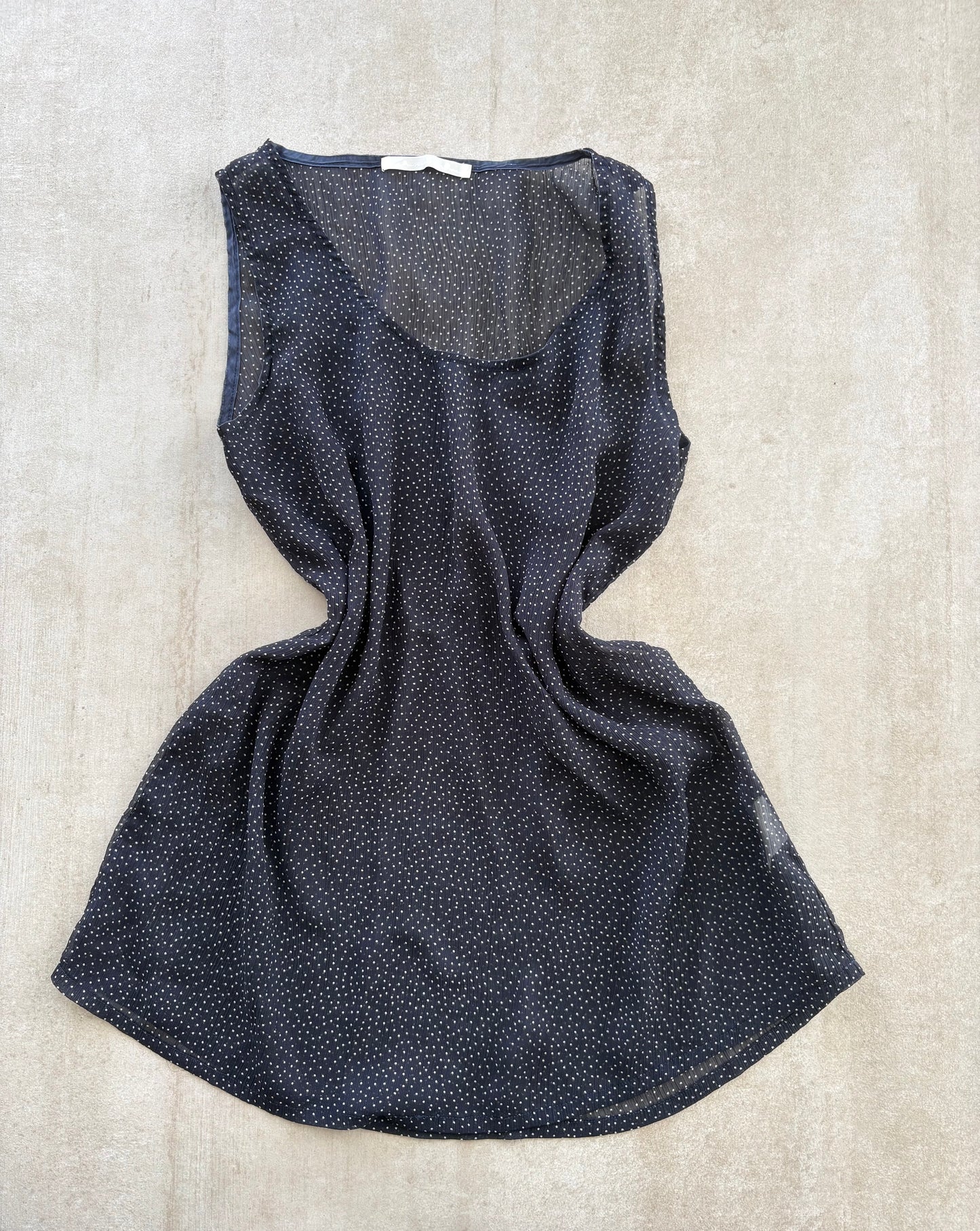 00's Black Mesh Polka Dot Tank Top/Dress