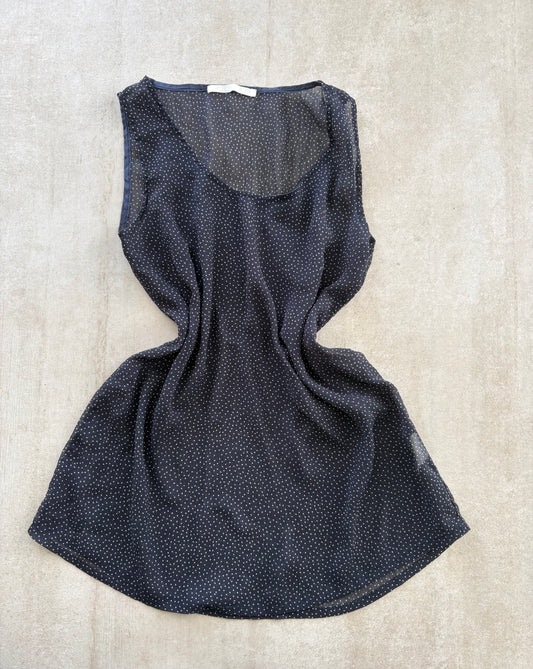 00's Black Mesh Polka Dot Tank Top/Dress