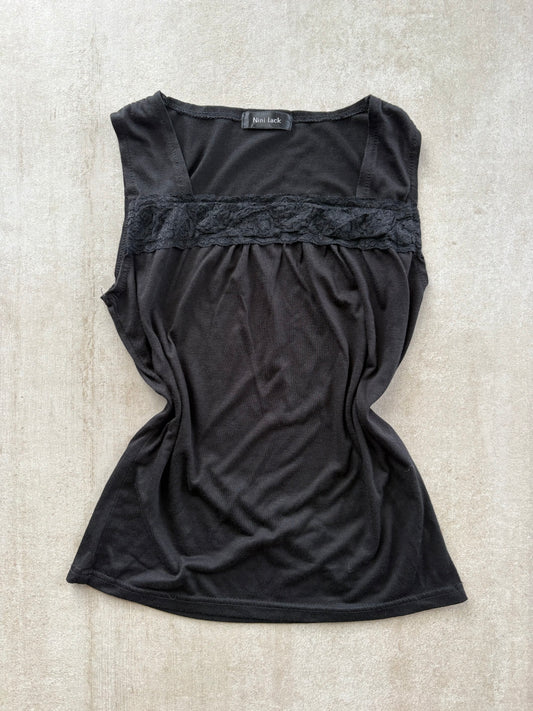00's Japanese Black Cami w/ Black Lace