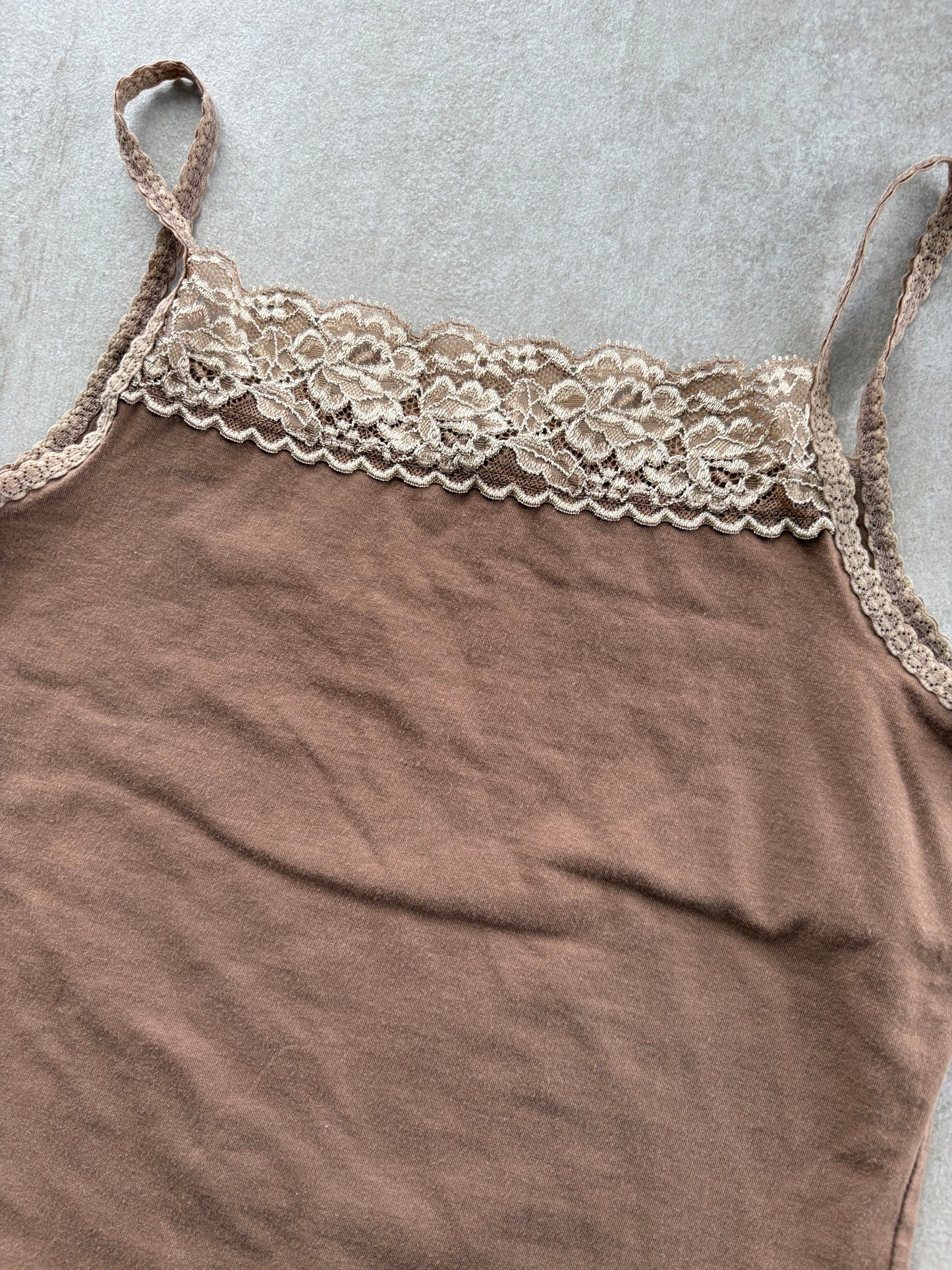 00's Japanese Brown Cami w/ Lace Details