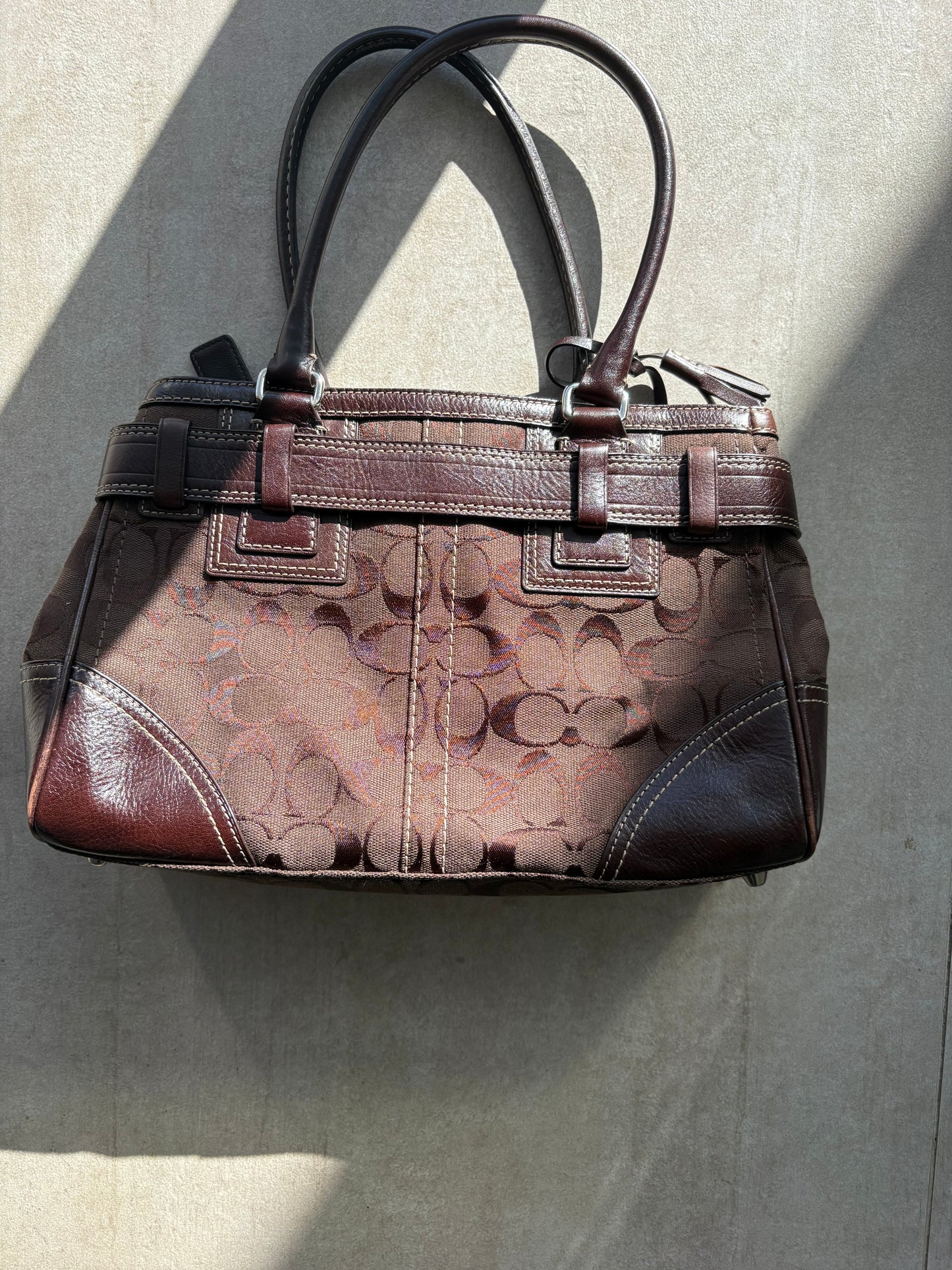 Coach Hamptons Choc Brown Signature C Satchel