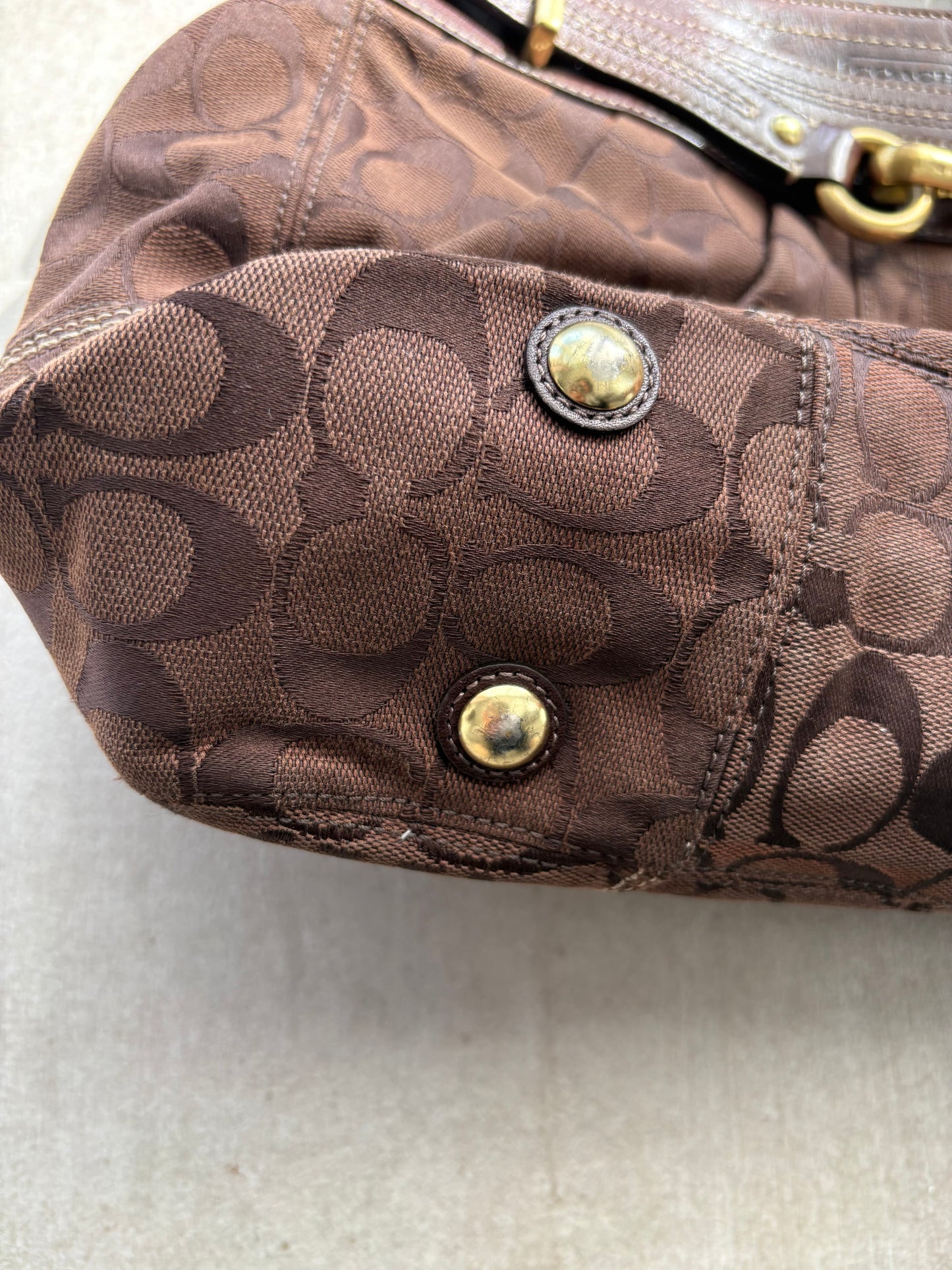 Coach Brown Hampton Canvas Shoulder Bag