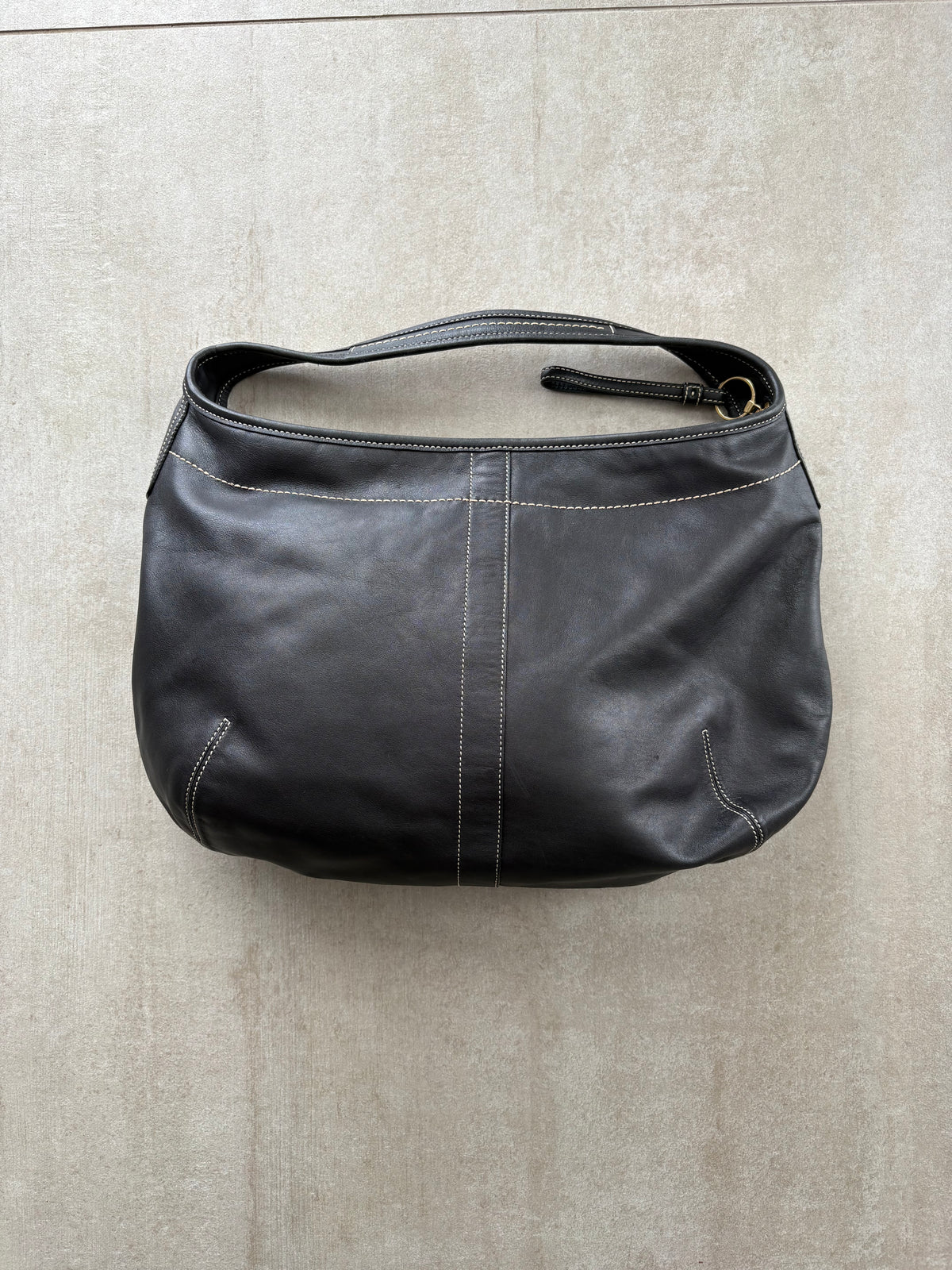 Coach Ergo Large Black Leather Turnlock Shoulder Bag
