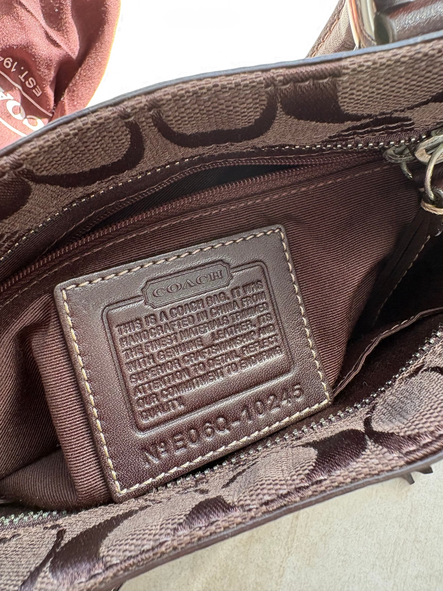 Coach Hamptons Choc Brown Signature C Satchel