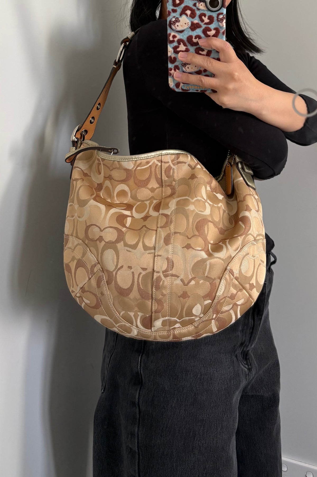 Coach Signature Optic Large Hobo Shoulder Bag