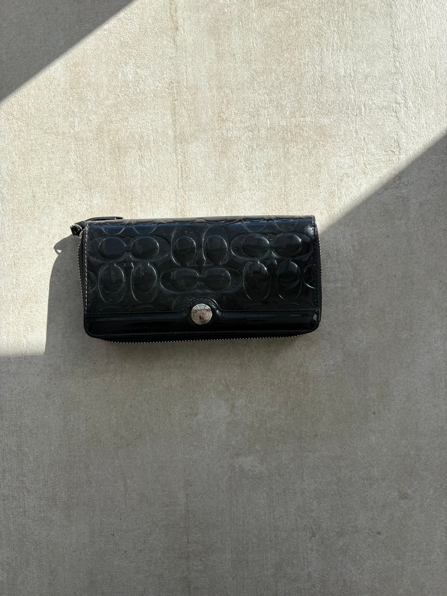 Coach Signature Patent Zip Wallet