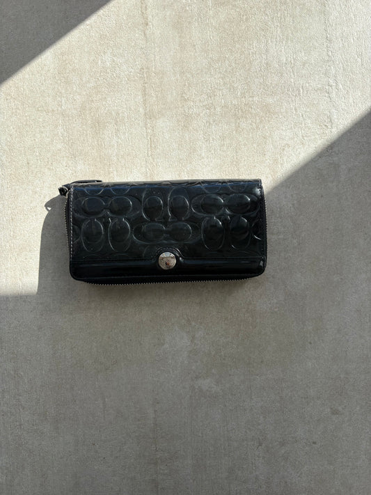 Coach Signature Patent Zip Wallet