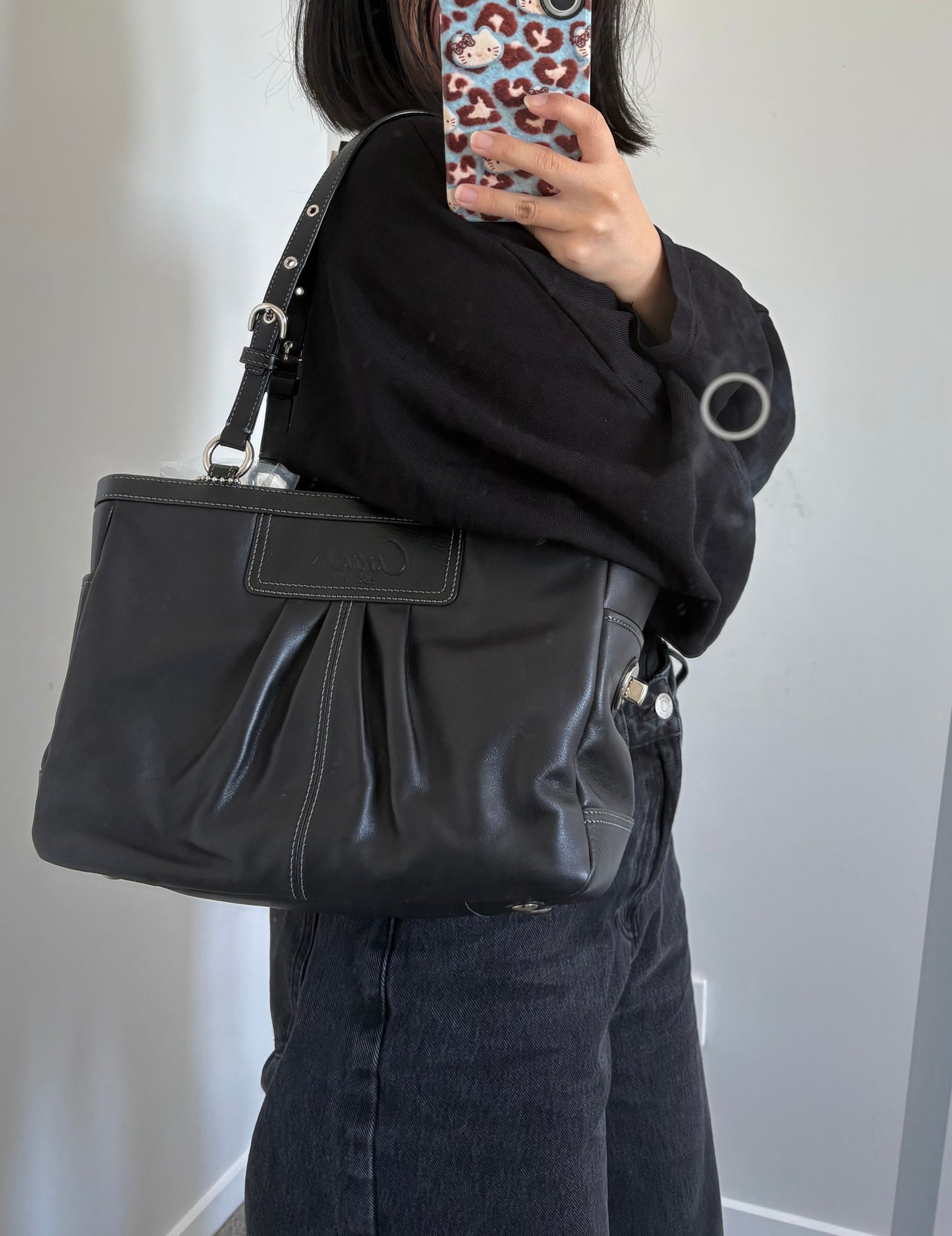Coach Black Leather Tote Bag