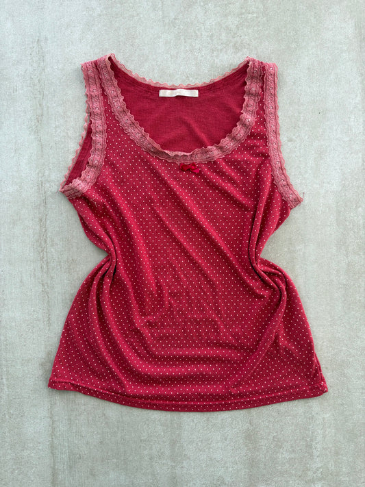 00's Japanese Red Polka Dot Tank Top