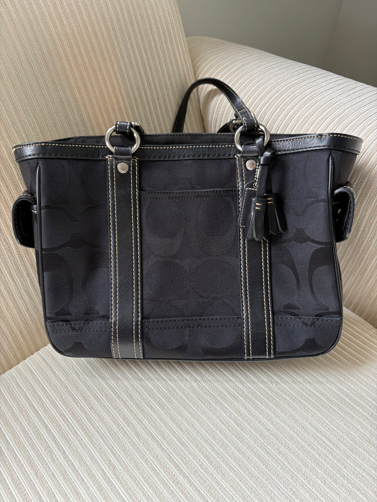 Coach Signature Black Canvas Tote