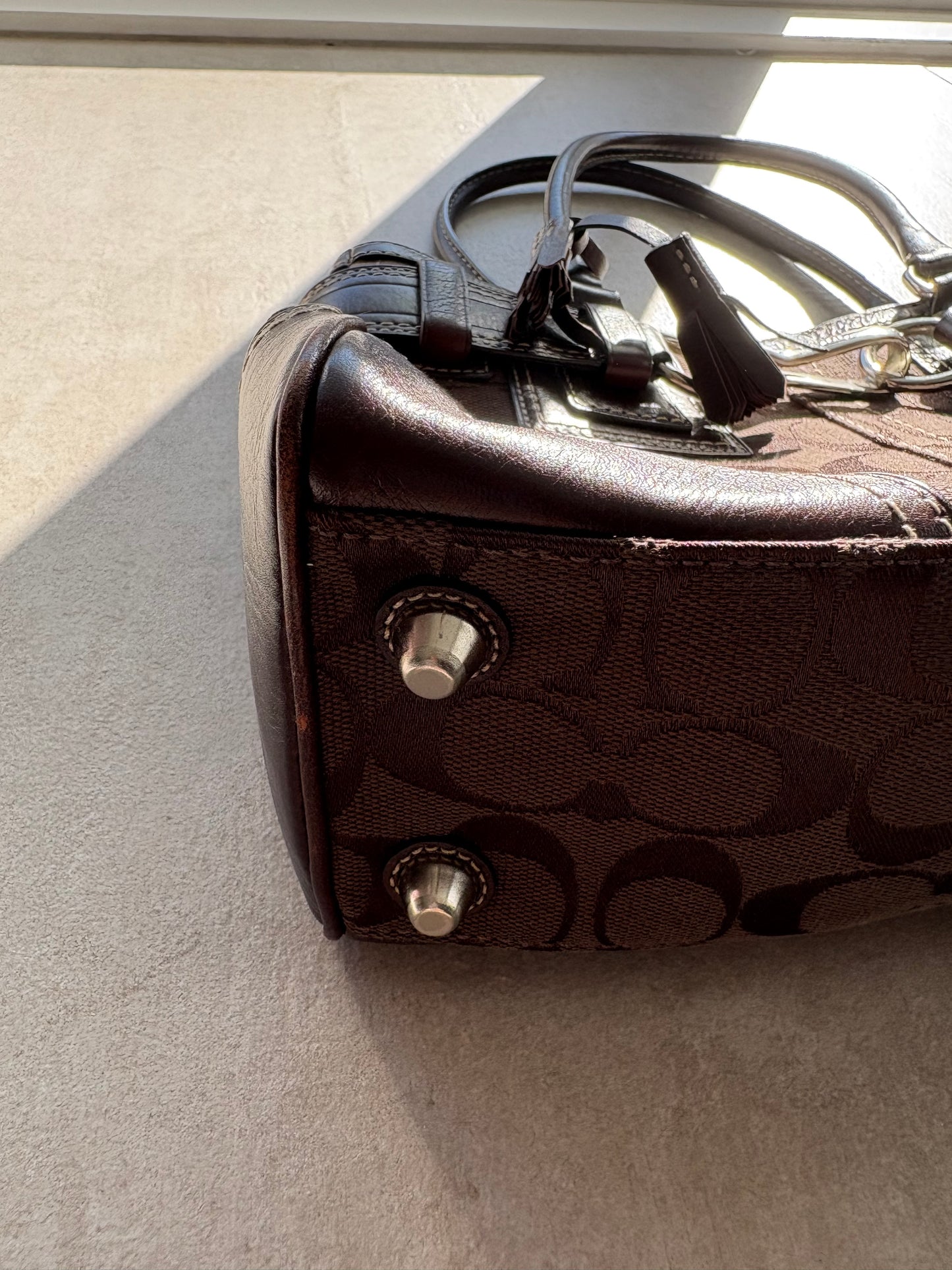Coach Hamptons Choc Brown Signature C Satchel