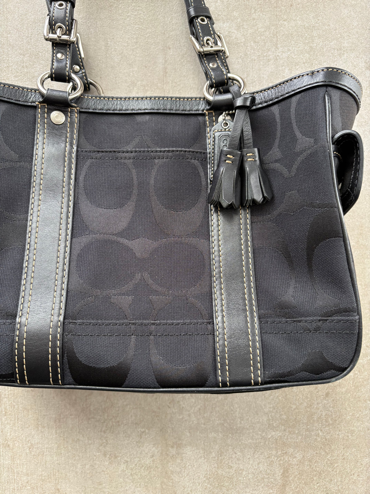 Coach Signature Black Canvas Tote