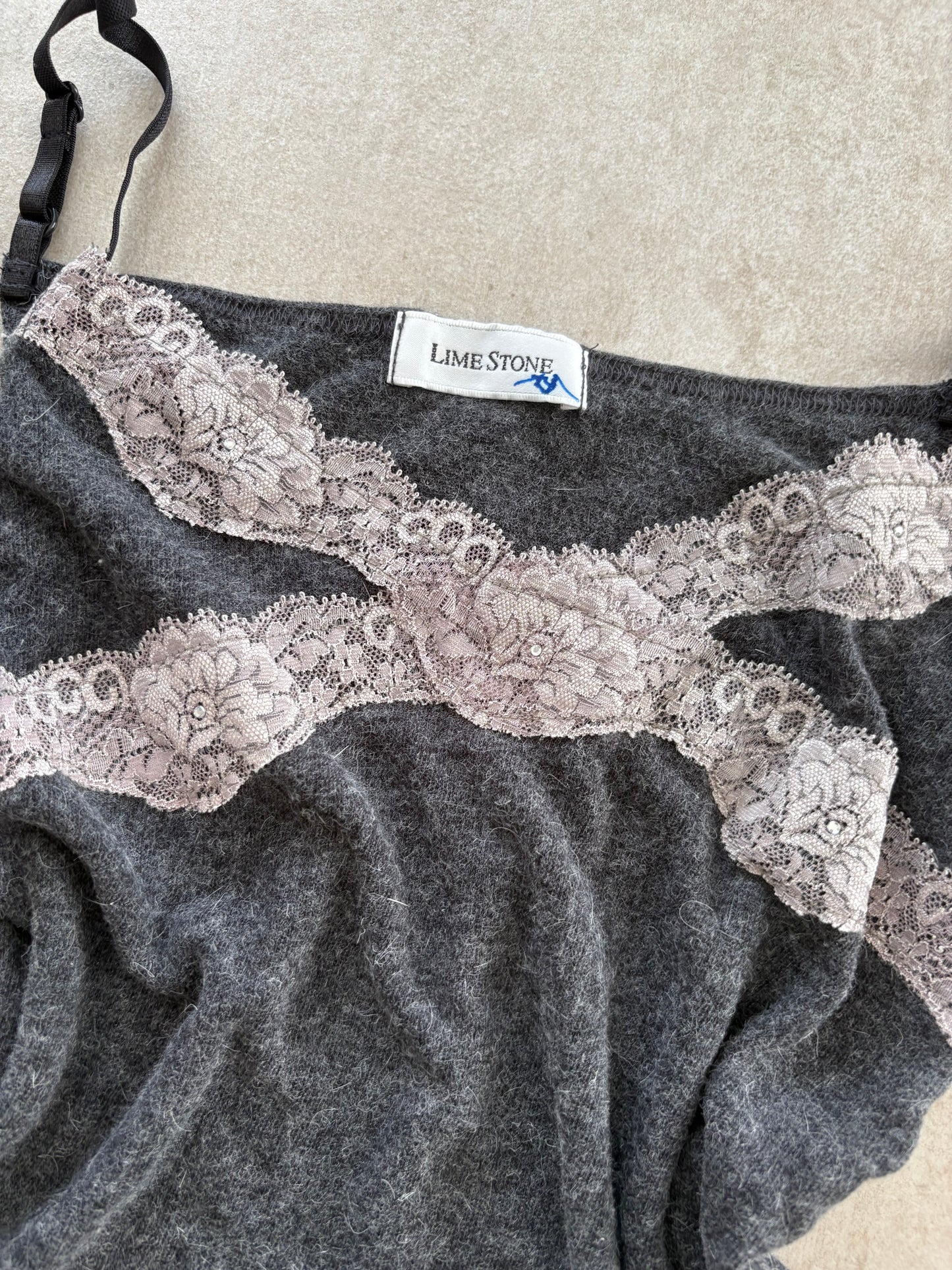 00's Grey w/ Pink Lace Trim Cami